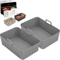 thumbnail image 1 of 2 Pcs Doublure en Silicone pour Friteuse à Air Chaud Ninja AF400UK AF300UK, Accessoires pour Friteuse à Air Ninja Dual 9.5L, Doublures Réutilisables (Gris), 1 of 5
