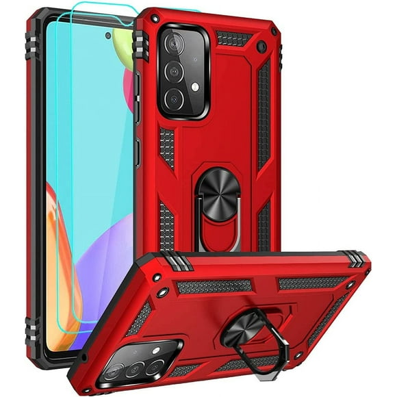 MYKOMI pour Samsung A52 Étui, Étui Galaxy A52 avec Protecteur d'Écran HD, Support Anneau de Qualité Militaire, Support de Voiture, Chute de 15 Pieds Testée, Étui Antichoc pour Samsung Galaxy A52