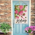 thumbnail image 4 of Welcome Spring Summer Geranium Decorative House Flag, Pink Floral Flowers Bees Garden Yard Outside Decorations, Seasonal Burlap Outdoor Large Home Decor Double Sided 28 x 40, 4 of 6