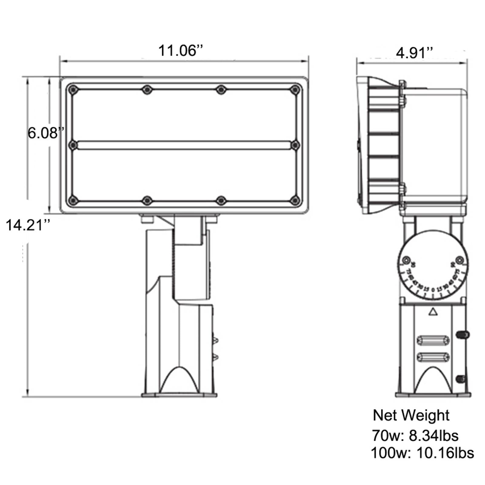 Chiuer 100W Flood Lights Outdoor Slip Fitter Mount 5000K 13500LM 120-277V