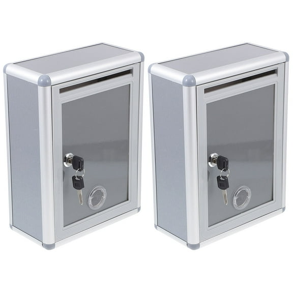 2 Pcs Wall-mounted Mailbox Donation Boxes for Fundraising Metal with Lock Office