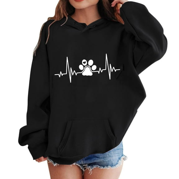 Bnwani Black Hoodie Sweatshirt for Children Long Sleeve Print Pocket Size 2-3t