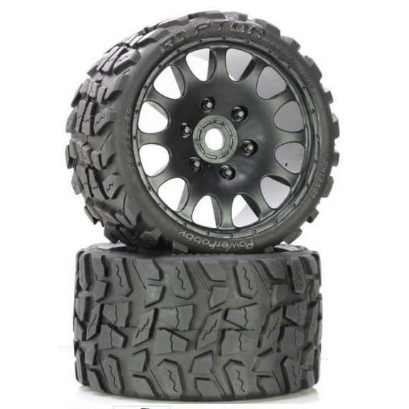 PowerHobby PHT1141S Raptor Belted Monster Truck Wheels/Tires Pr. -Sport Medium Compo