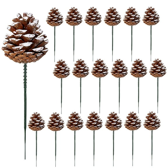 Trianu 20 Pcs Christmas Pine Cones Decorations Picks - 2 inch Snow Pine Cone for Xmas Tree Garland Wreath Ornaments Pinecones Decorating Winter Holidays Home