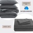 thumbnail image 3 of Comforter Set Double Size Bed in a Bag Pre-Washed – Brushed Microfiber with Comforter, Flat Sheet, Fitted Sheet, 2 Pillowcases & 2 Shams – Brushed Full Size Bed Set - Charcoal, 3 of 14