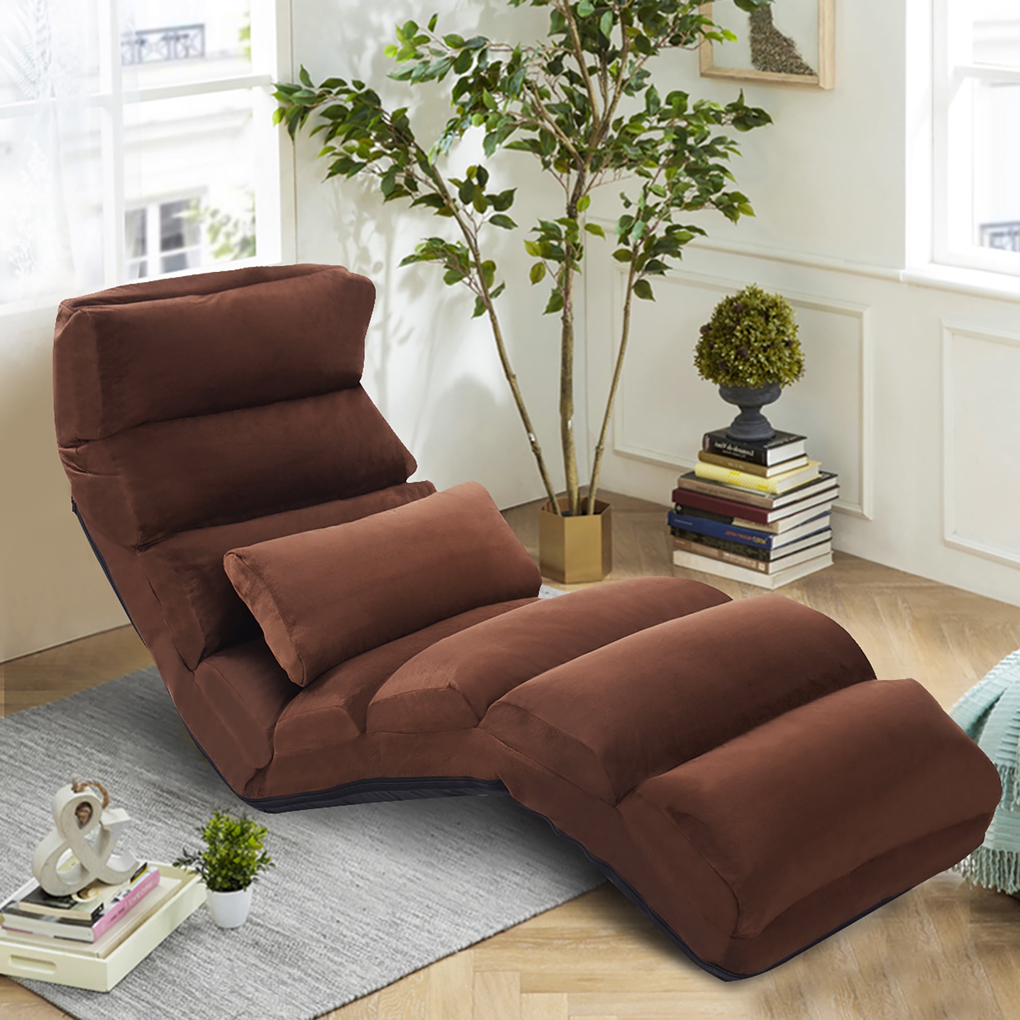 Costway Folding Lazy Sofa Chair Stylish Sofa Couch Beds Lounge Chair W Pillow Coffee New Walmart Com Walmart Com