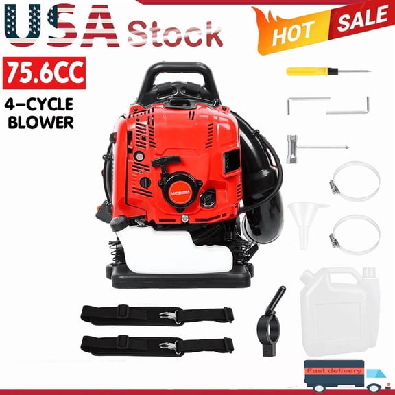 ORVELDIN 75.6CC 4-Stroke Backpack Leaf Blower,900 CFM 210 MPH Gas Powered Leaf Blower with Variable Speed CruiseControl,Backpack Snow Blower Gas Leaf Blowers
