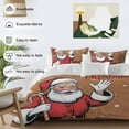 thumbnail image 3 of Merry Christmas Santa Claus Bedding Duvet Cover Set Full Size 4 Pieces Winter Snowflake Xmas Brown Bedding Set with Zipper Closure, 1 Comforter Cover 86x86 Inches 1 Flat Sheet & 2 Pillow Cases, 3 of 7