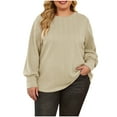 thumbnail image 2 of Ounisa Womens Tunic Loose Oversize Tops Loose Fit Long Sleeve Pleated Shirts Crewneck Pullover Solid Color Blouses, 2 of 7