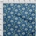 thumbnail image 2 of oneOone Cotton Poplin Twill Blue Fabric Leaves & Flower Floral Diy Clothing Quilting Fabric Print Fabric By Yards 56 Inches Wide, 2 of 4