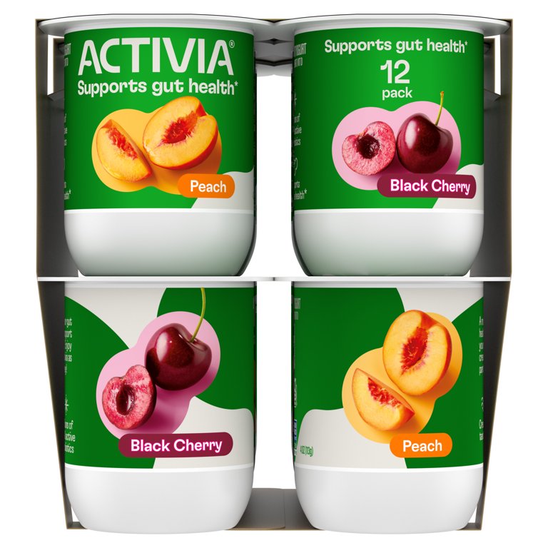 Activia Probiotic Peach and Black Cherry Lowfat Yogurt Cups, 4 oz