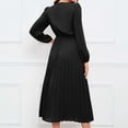 thumbnail image 4 of Hvot&aat Women's Elegant Pleated Midi Dress for Wedding Guests 2025 Fall Long Sleeve V Neck Evening Party Cocktail Dresses, 4 of 7