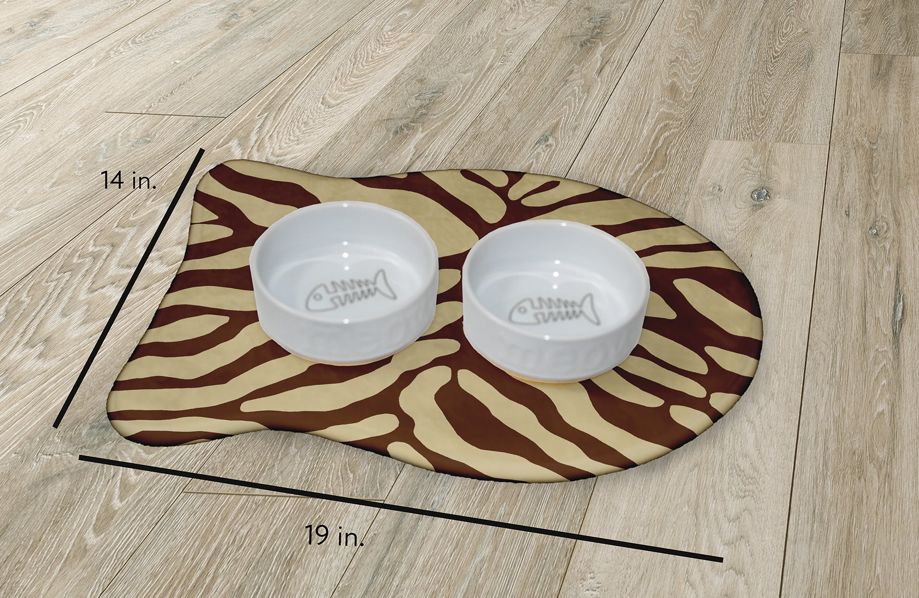 Simply Daisy Animal Stripe Fish Shape Pet Feeding Mat for Cats