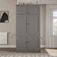 thumbnail image 2 of Euroco 80.1" Freestanding Kitchen Pantry Cabinet, Large Shaker Style Storage Cabinet Cupboard with Door Shelves,3 Drawers,Adjustable Shelves and 2 Power Outlets, Food Hutch for Dining Room,Grey, 2 of 10