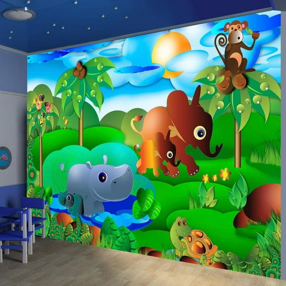 Tiptophomedecor Kids Wallpaper Wall Mural - Animal Family