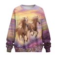 thumbnail image 5 of Yuyamidu Lavender Horse Casual Crew Neck Sweatshirt Soft Comfy Long Sleeve Pullover Oversized Tops with Pockets Women's Novelty Sweatshirts Hoodie Cycling Volleyball Jogging Clothes S-3XL, 5 of 7
