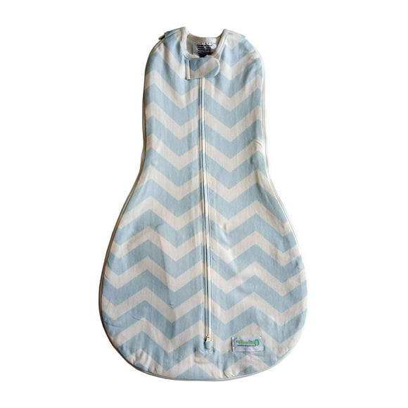 Woombie grow with Me Baby Swaddle, convertible Swaddle Fits Babies 0-9 Months, Expands to Wearable Blanket for Babies up to 18 Months, Dreamy Blue chevron