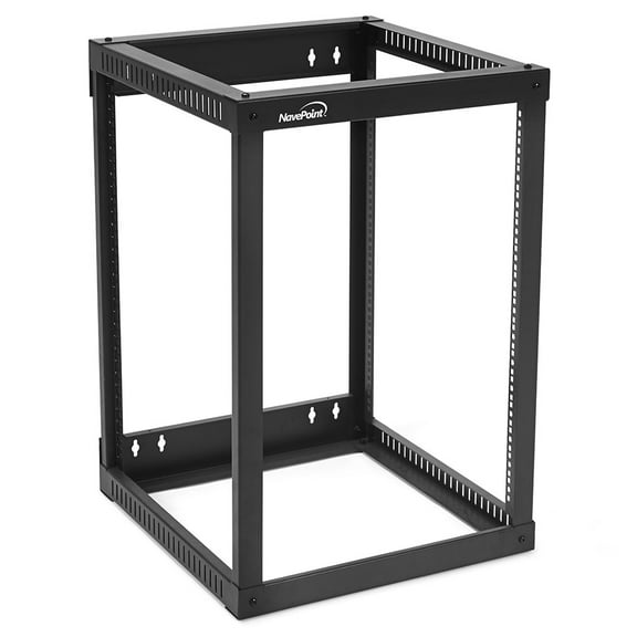 NavePoint 15U Side Load Wall Mount Network Rack, 22-Inch Depth, Wall Mount Equipment, Easy Rear Access to Equipment, Flexible Cable Management, Steel, Assembly and Mounting Hardware Included.