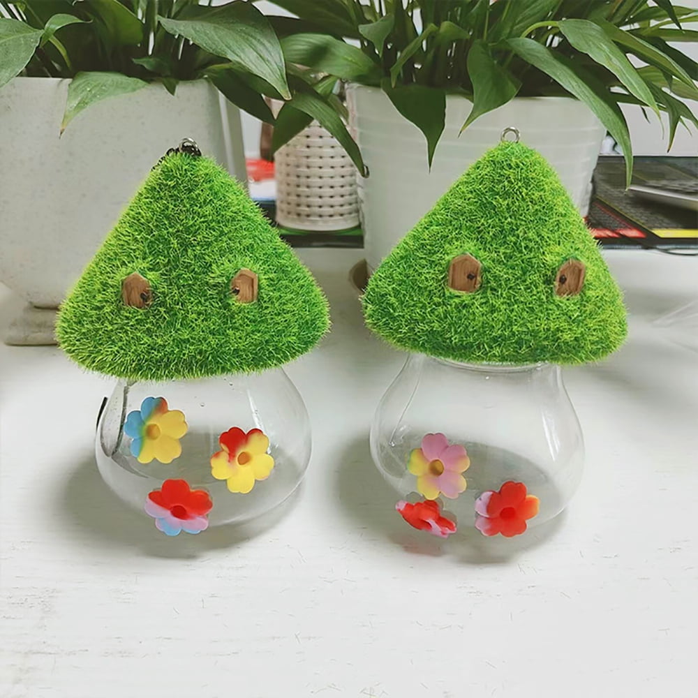 2pcs Bird Feeder Water Dispenser, Mushroom Shape Hummingbird Water Feeders, Leak-Proof Feeders for Outdoors Hanging, Garden Watching Patio Tree Yard Backyard Decoration
