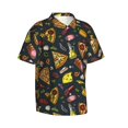 thumbnail image 2 of Hawaiian Shirt For Men, Ham Pepper Pizza Mens Button Down Short Sleeve Shirt, Summer Beach Shirts For Men, 2 of 2
