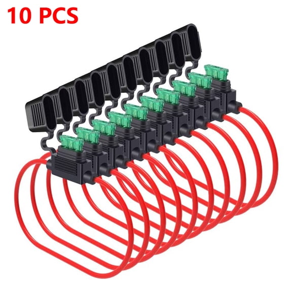 AIRKOUL 10 Pack 14 Gauge In-line ATC/ATO Fuse Holder Waterproof 30 AMP Blade Fuse Cover 12V