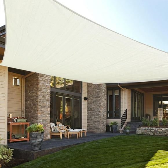 LOVE STORY 12' x 16' Rectangle Cream Sun Shade Sail Canopy UV Block Sail Shade for Outdoor Patio Garden Backyard