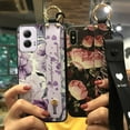 thumbnail image 2 of ABL-Phone Case For MOTO G Power 5G 2024, Durable Anti-knock Fashion Design Flower Protective Shockproof Dirt-resistant Ring Wristband Lanyard Back Cover Soft case Silicone Kickstand, 2 of 9