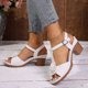thumbnail image 5 of Sandalias de Cuña de las Mujeres Casuales de Moda Flor de Verano Grueso Sueldo Hueco de Una Correa de Tacón Alto Sandalias de Cuña, 5 of 7