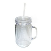 ImpecGear 20 Oz Mason Jar Doubled wall Acrylic Cup with Straw & Lid, Regular Mouth (Clear)