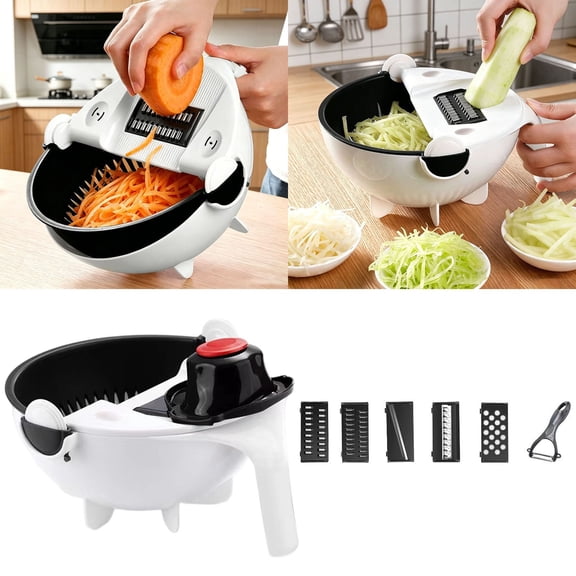 Leeye 9 in 1 Vegetable Chopper and Mandoline Slicer with Colander, Multi Vegetable Cutter with Drain Basket for Onions Potatoes Carrots