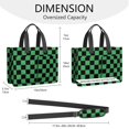 thumbnail image 3 of Canvas Tote Bag for Women with Compartments, Large Cute Green Checkered Teacher Student Shoulder Bag Nurse Purses Crossbody Bags Work Laptop Book Bag Satchels Handbags, 3 of 6