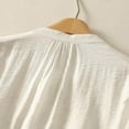 thumbnail image 4 of Vestidos Casuales Para Mujer, Blusas De Mujer De Moda Blusa de lino sintético con botones bordados para mujer, manga 3/4 y cuello alto, 4 of 4