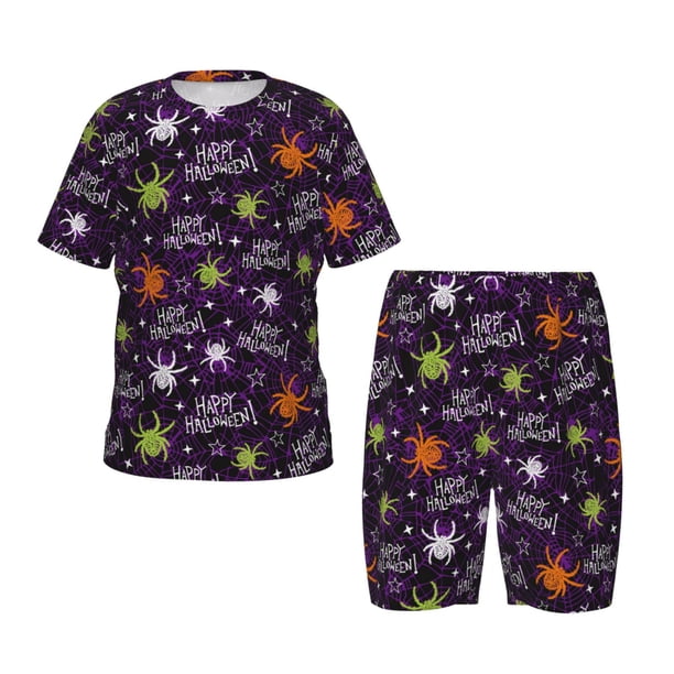 Balery Halloween Conjunto de Pijama Infantil de Manga Corta con Estampado – Ropa de Dormir de Algodón Suave-Small