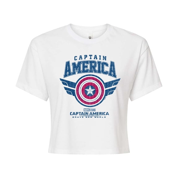 Marvel Captain America: Brave New World - Collegiate - Juniors Cropped Tee