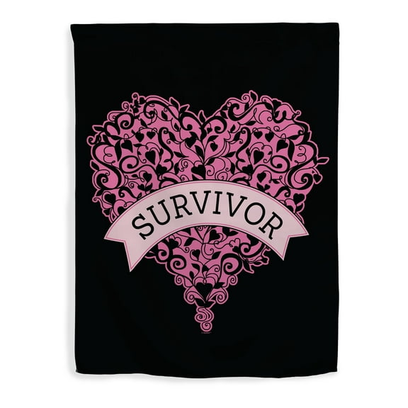 ThisWear Survivor Flag Pink Heart Breast Cancer Awareness Flag Cancer Garden Flag Vertical House Flag Multi