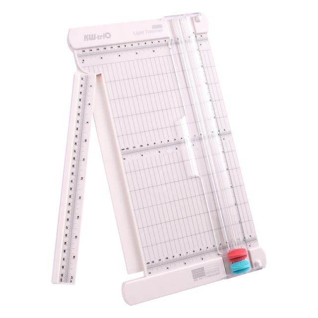 KW-trio Portable Paper Cutter 12.6 Inch Cutting Length Desktop Craft Paper Trimmer with Straight Edge Fold Line Cutter Head Side Ruler for Paper Photos Pictures Cards Scrapbooking Tool