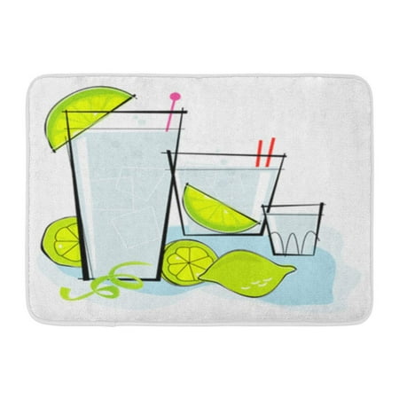 Lime Flavored Vodka KDAGR Blue 1950S Retro Cocktail Spot Vodka Gin Tonic Lime Twist Ice Doormat Floor Rug Bath Mat 23.6x15.7 inch ()