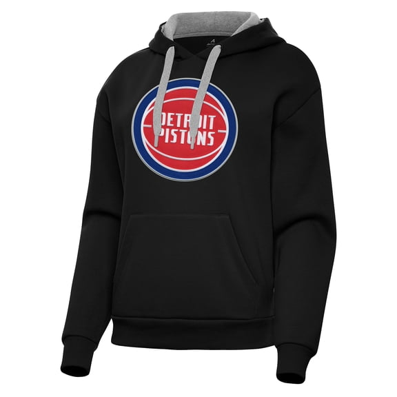 Women's Antigua Black Detroit Pistons Victory Pullover Hoodie