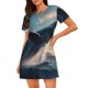 thumbnail image 1 of Disketp Dancing Whale para Camisón Corto de Manga Corta para Mujeres, Camisón Cómodo con Escote Redondo, Bonito y Confortable, 1 of 6