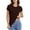 Brown, variant on QQAMB T-Shirts for Women Summer Lightweight Crewneck Solid Color Short Sleeve Tee Tops Ladies Basic T-Shirts Khaki L