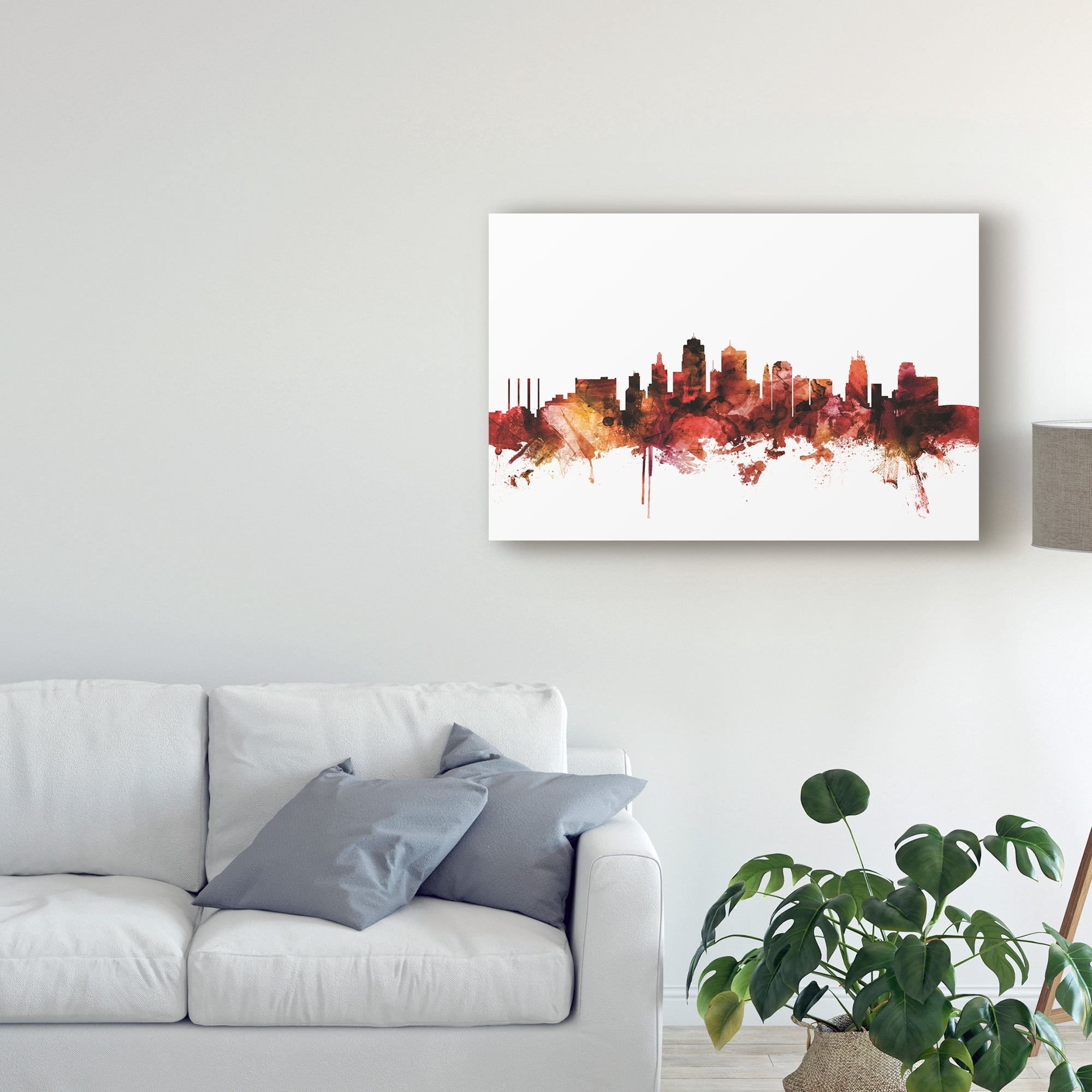 Trademark Fine Art 'Kansas City Missouri Skyline Red' Canvas Art by Michael Tompsett