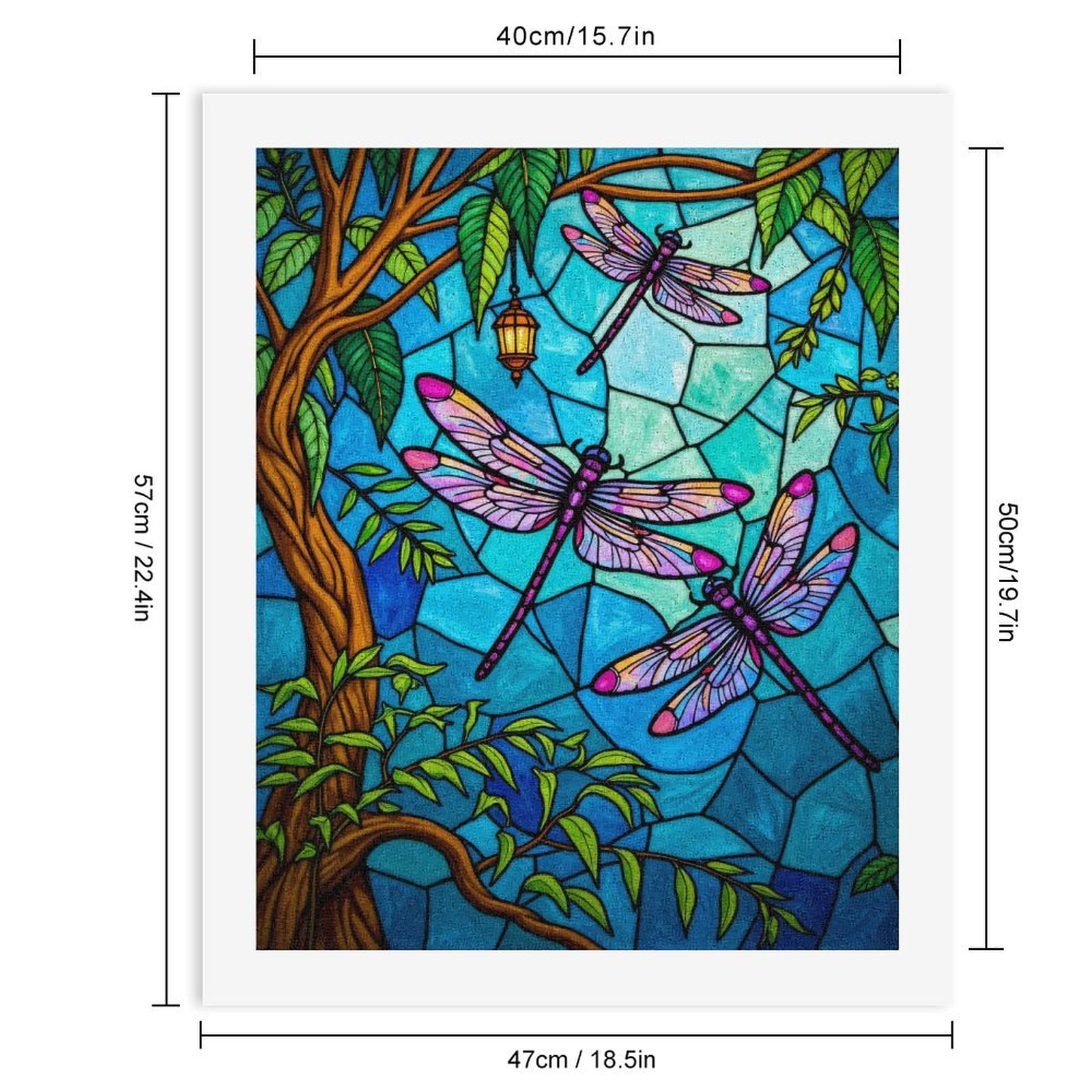 Paint by Numbers Kit for Adults, Colorful Dragonflies Stained Glass Paint by Numbers, Easy Paint by Numbers Kit for Adults Beginner, DIY Adult Paint by Number Kits on Canvas, Home Decor