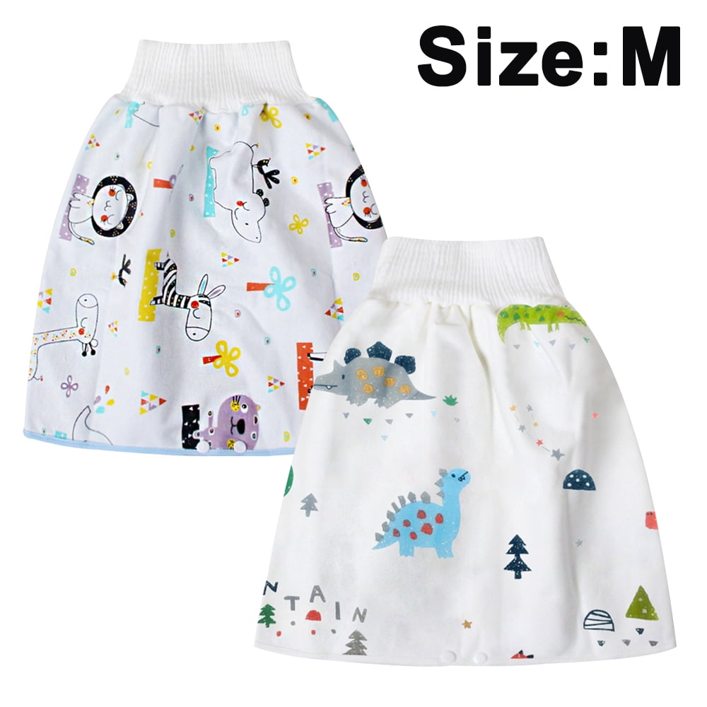 2 Packs Diaper Skirts for Bed Wetting Waterproof Cotton Potty Training Cloth Diaper Shorts for Baby Boy and Girl Night Time Use Pink Deer, 0-4Y 