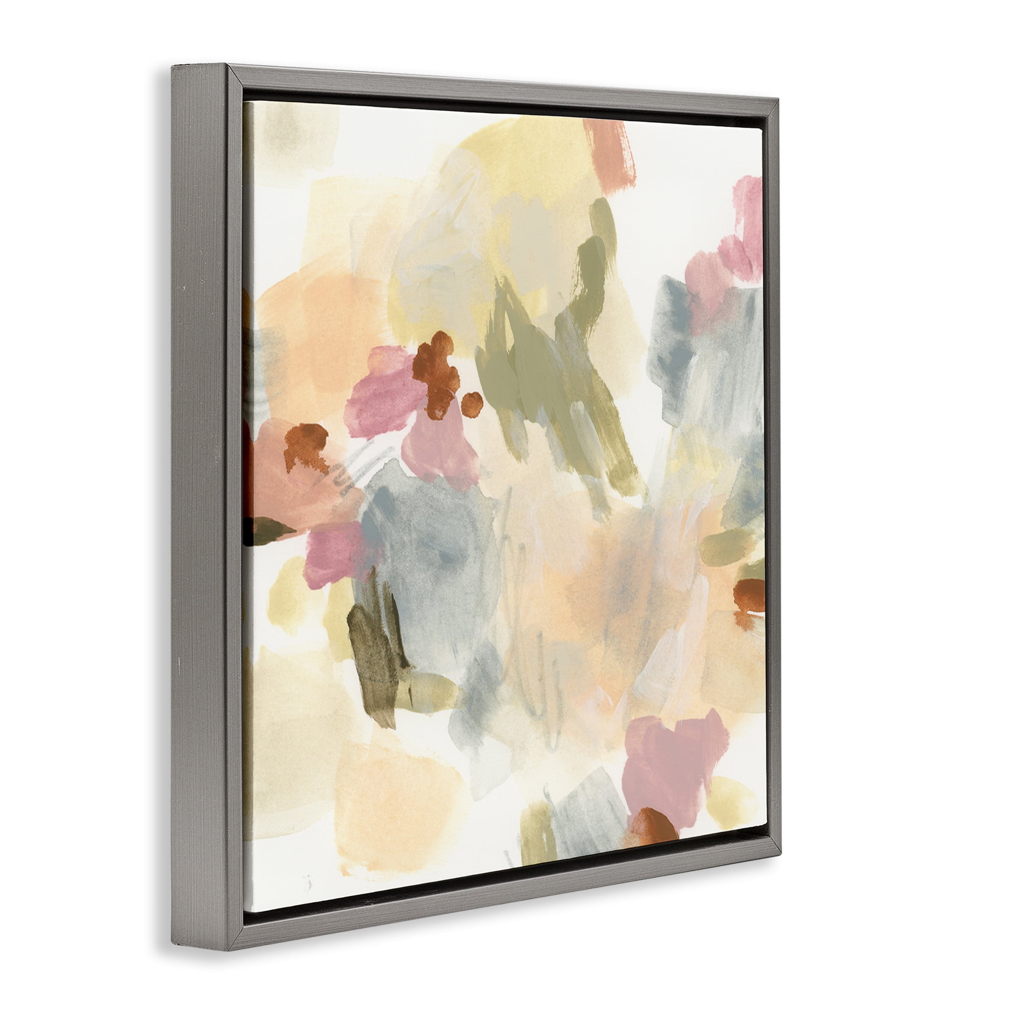 Stupell Industries Streaked Restless Abstraction Abstract Painting Gray Floater Framed Canvas Art Print Wall Art, 25 x 25
