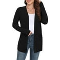 thumbnail image 2 of Stichou Womens Lightweight Cardigan Long Sleeve Open Front Casual Sweater Cardigans with Pockets Black L, 2 of 4