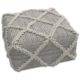 thumbnail image 4 of Simpli Home Cowan Contemporary Square Pouf in Grey, Natural Handloom Woven, 4 of 10