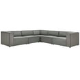 thumbnail image 1 of Modway Mingle Vegan Leather 5-Piece Sectional Sofa in Gray, 1 of 11
