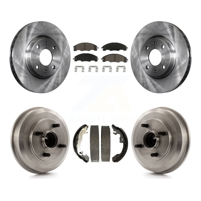 CMX Front Rear Disc Brake Rotors Ceramic Pads and Drum Kit for Car 2008 Ford Focus Wheel Bearing Included K8C-102559