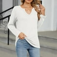 thumbnail image 5 of STETMN Women's Notch V Neck T-Shirt Casual Long Sleeve Tops Fall Cozy Lightweight Layer Shirts, 5 of 6