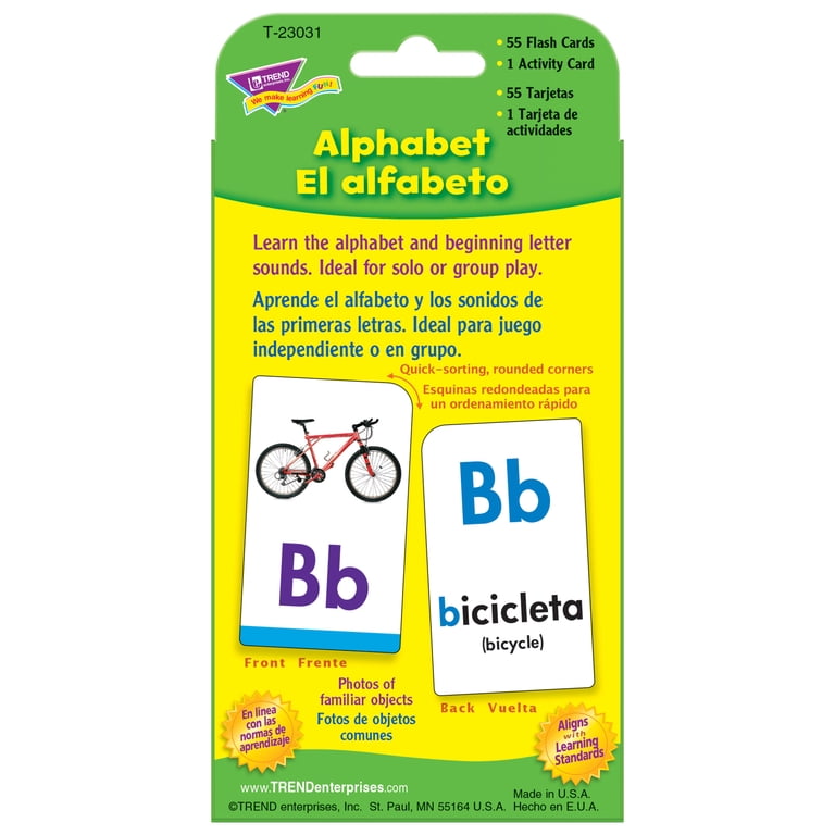 TREND Alphabet/El Alfabeto (EN/SP) Pocket Flash Cards, 6 Packs